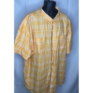 4xb Sean John plaid yellow white mens short sleeved shirt